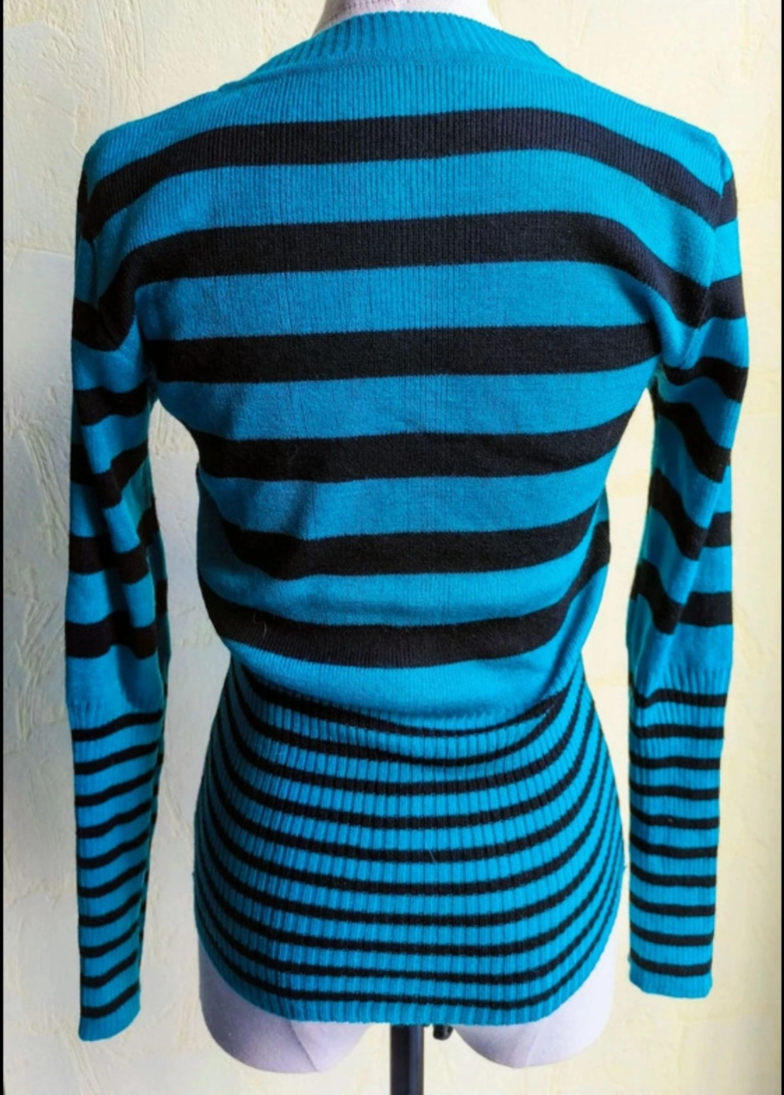 Turquoise and black striped sweater – photo 3